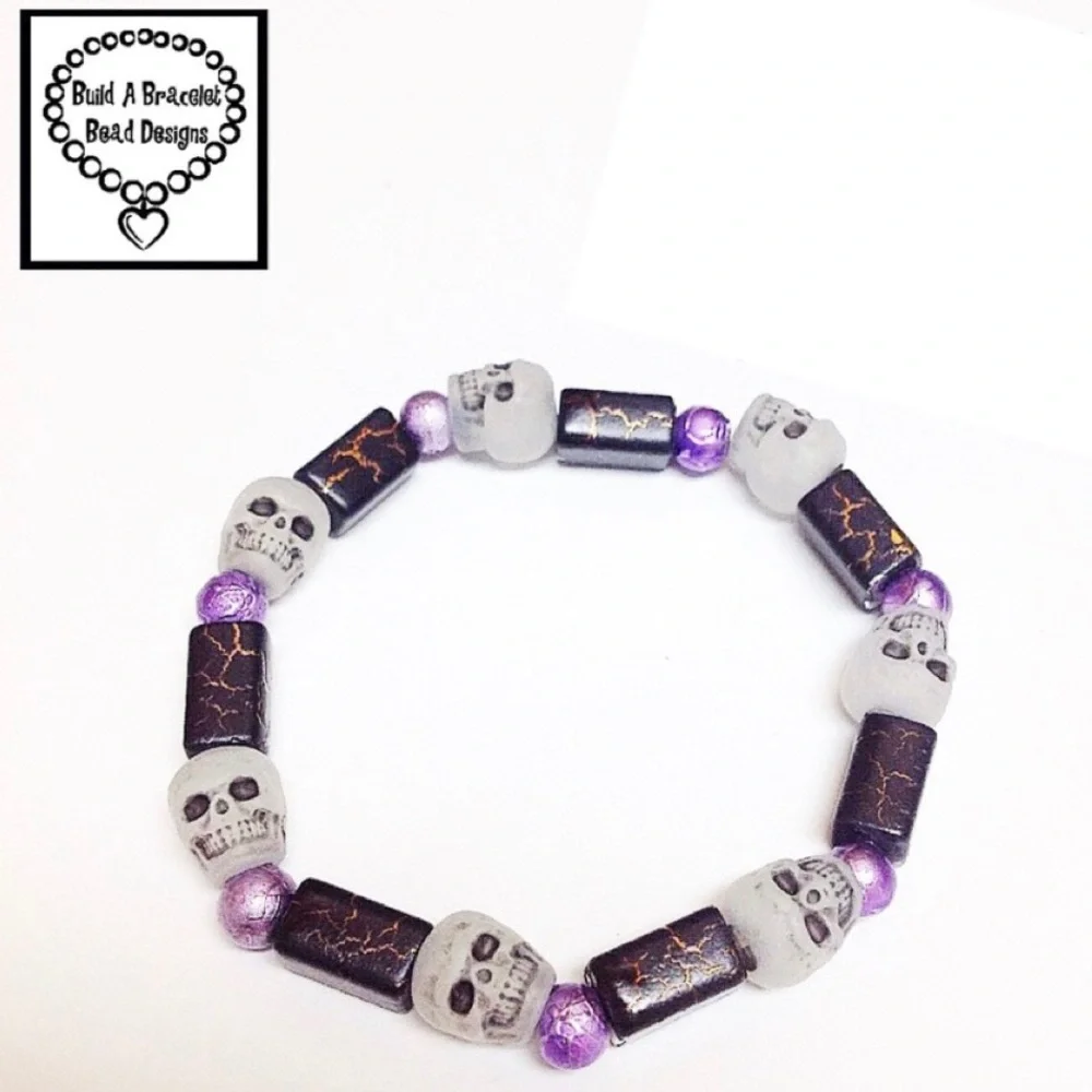 Handmade Unisex Spooky Skeleton Stretch Bracelet